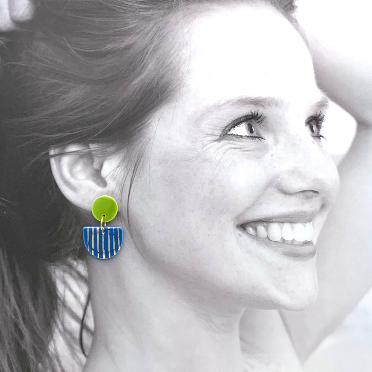 Boucles Praline, vert pistache et bleu azur