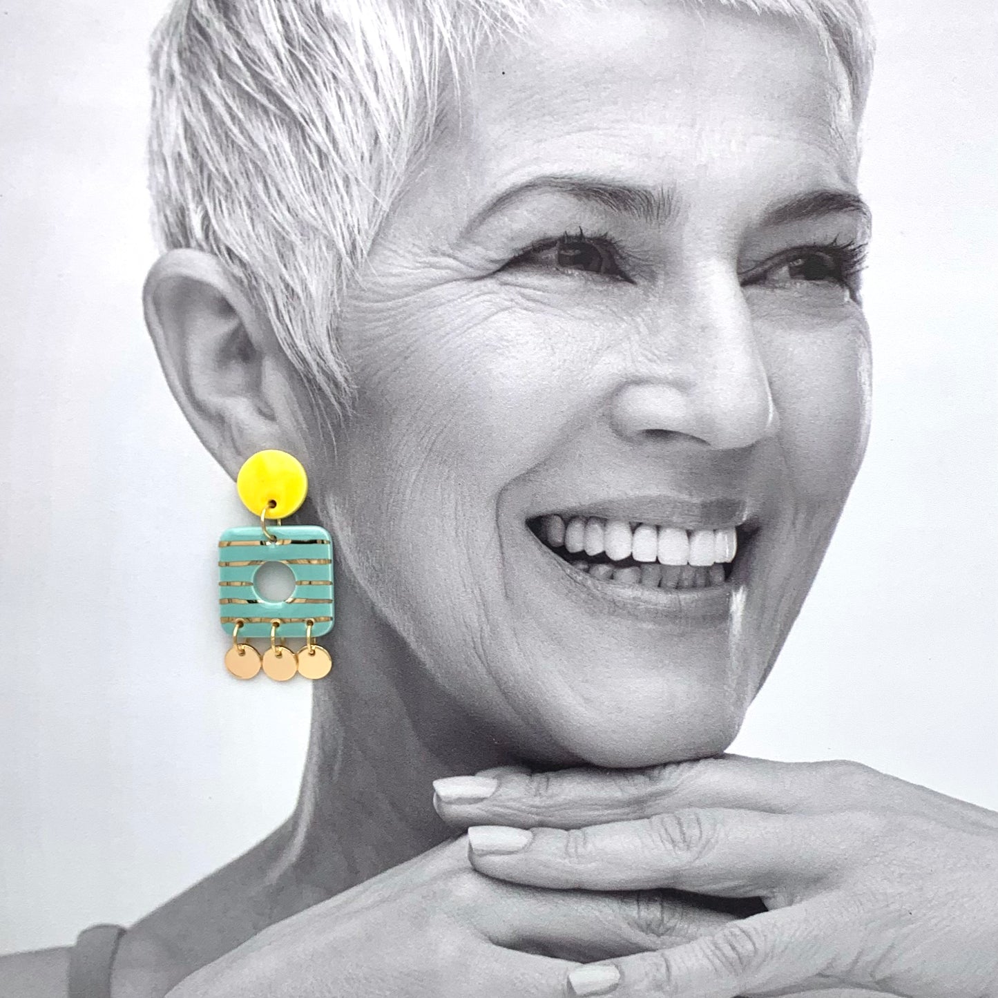 Boucles Carillon, jaune citron et menthe pastel