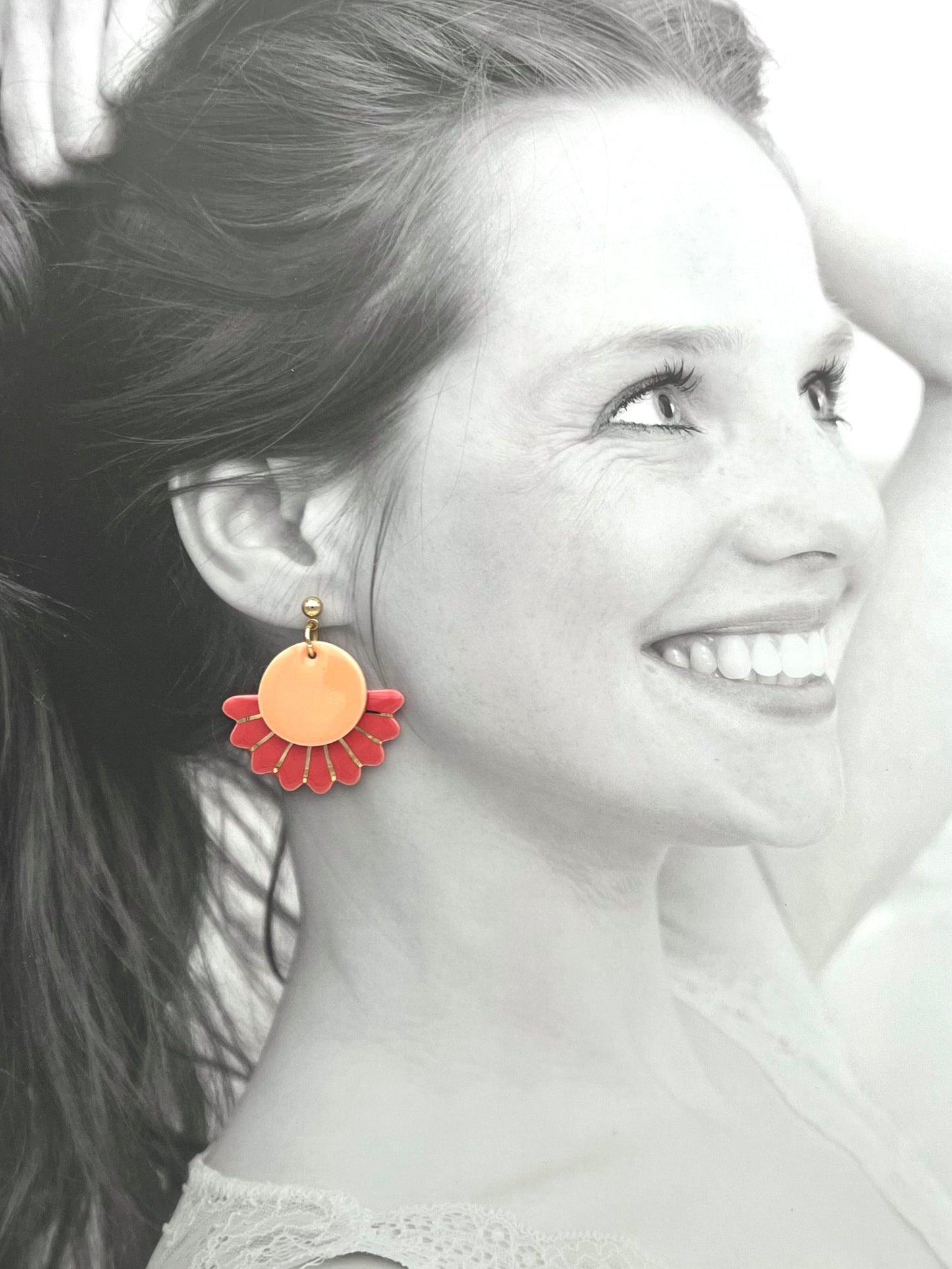Boucles Sunflower, abricot, rose corail et or
