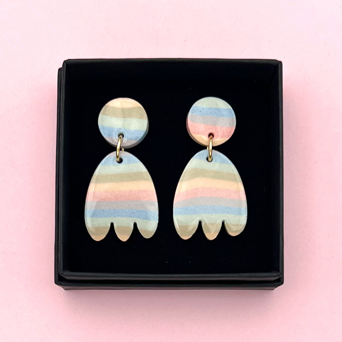 Boucles d'oreilles Nerikomi rayé fleur