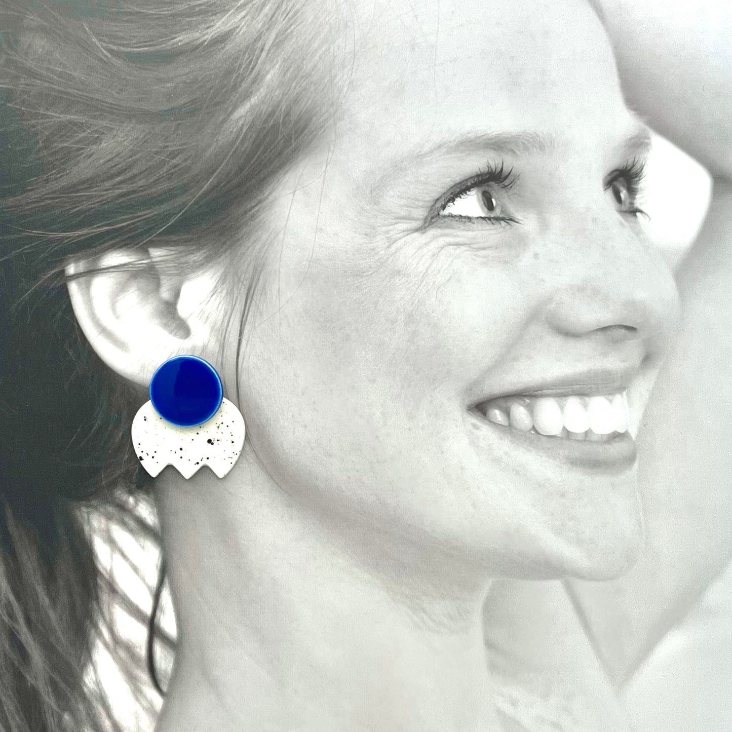Boucles Bonbon moucheté, bleu cobalt