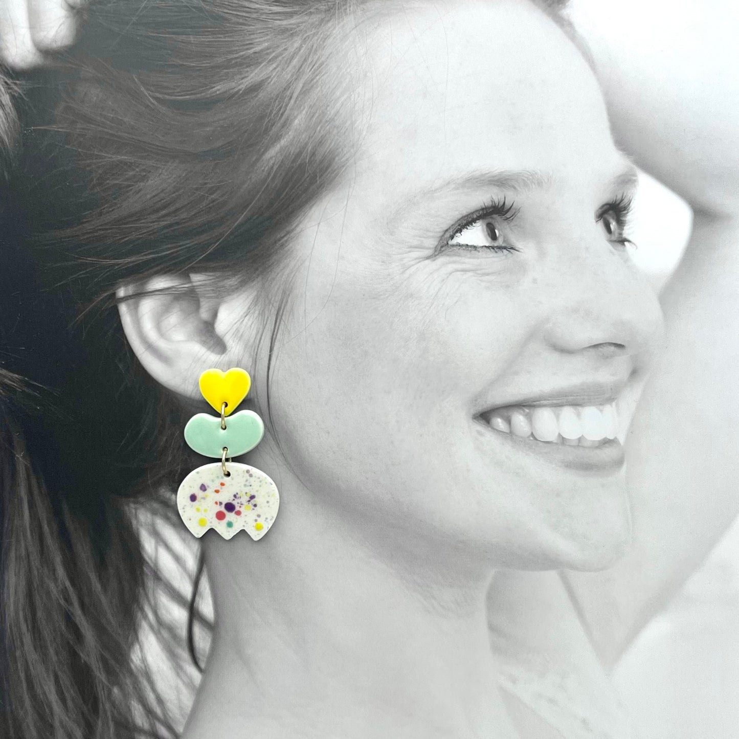 Boucles Bisou, jaune citron et menthe pastel