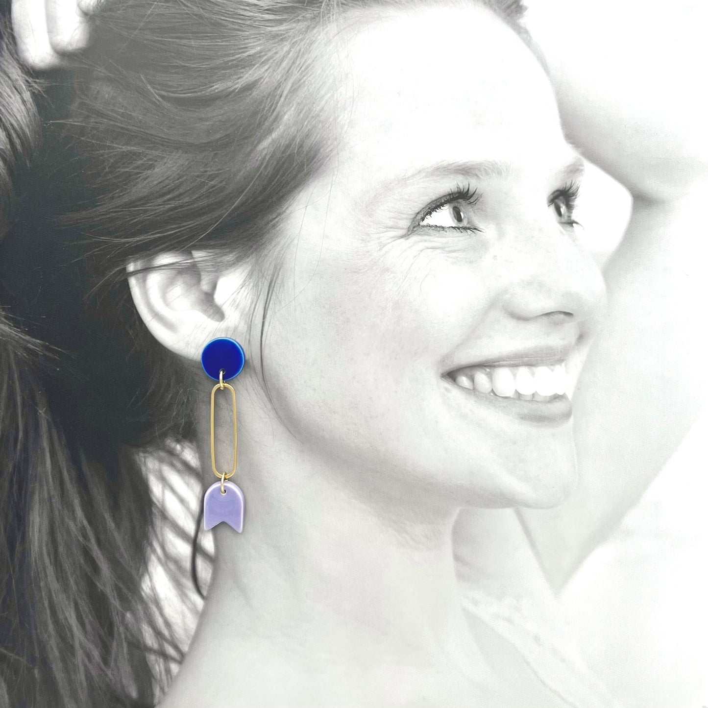 Boucles Clochette, bleu cobalt et lavande