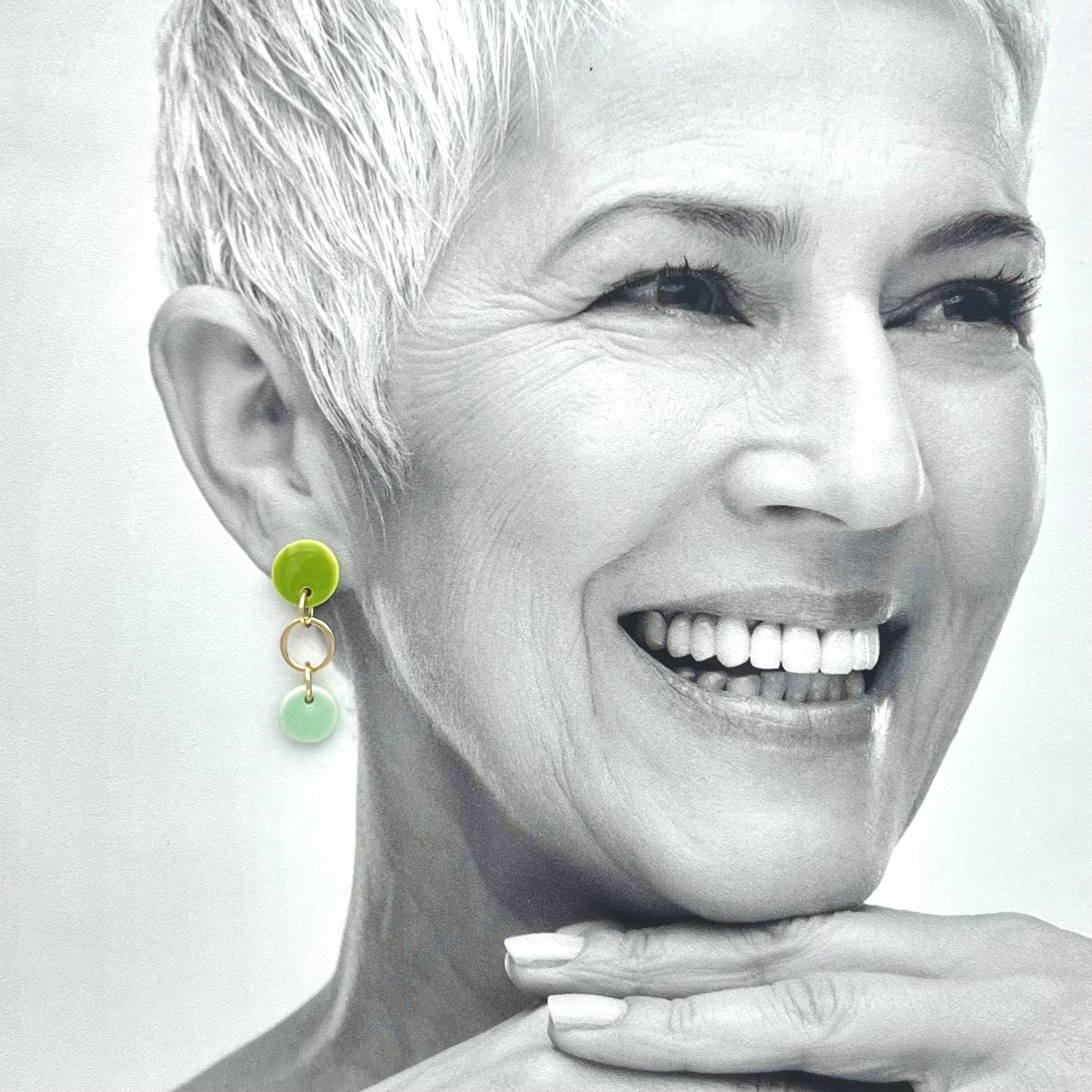 Boucles Satellite, vert pistache, menthe pastel, abricot et orange