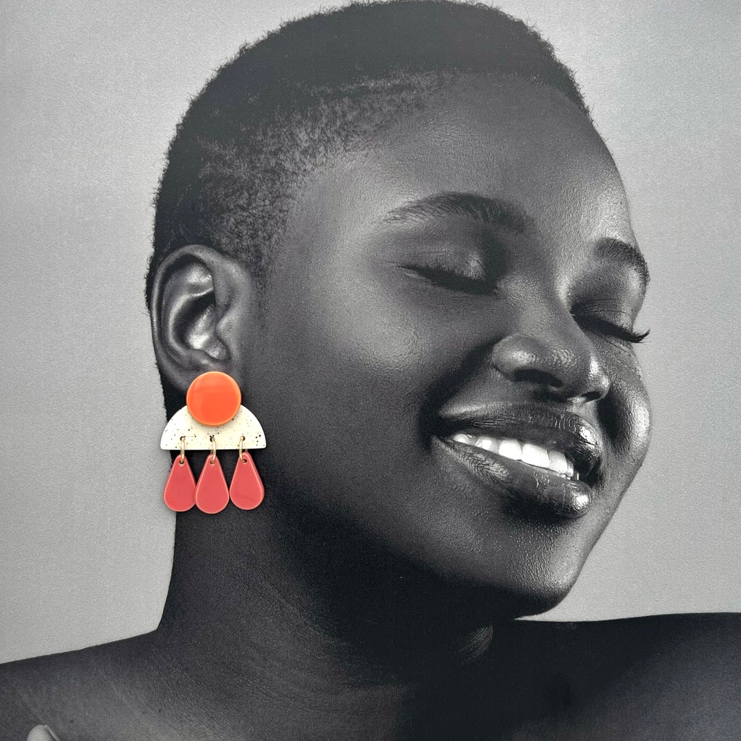 Boucles Pic Ploc, orange et rose corail