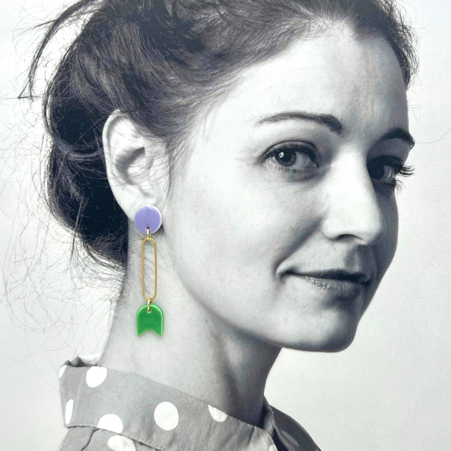 Boucles Clochette, lavande et vert pomme