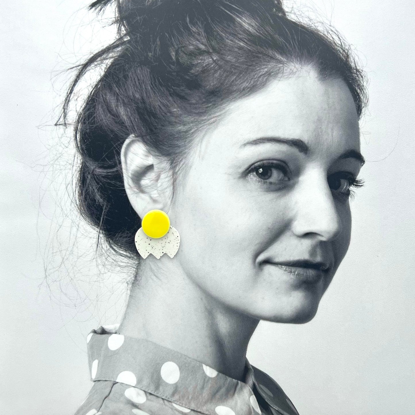 Boucles Bonbon moucheté, jaune citron
