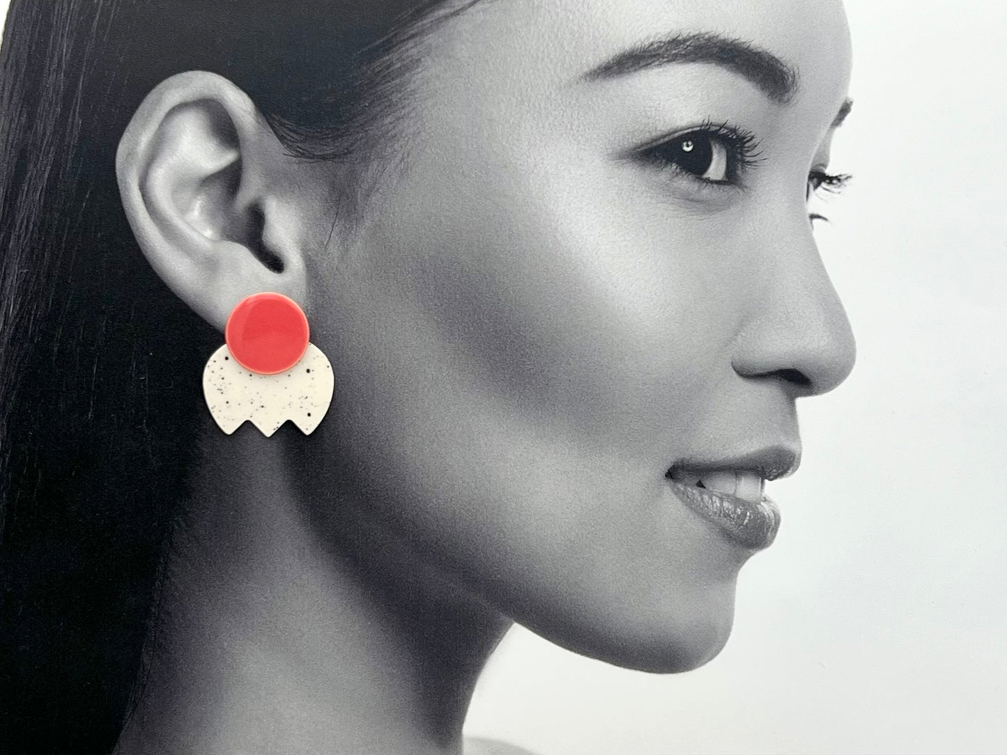 Boucles Bonbon moucheté, rose corail