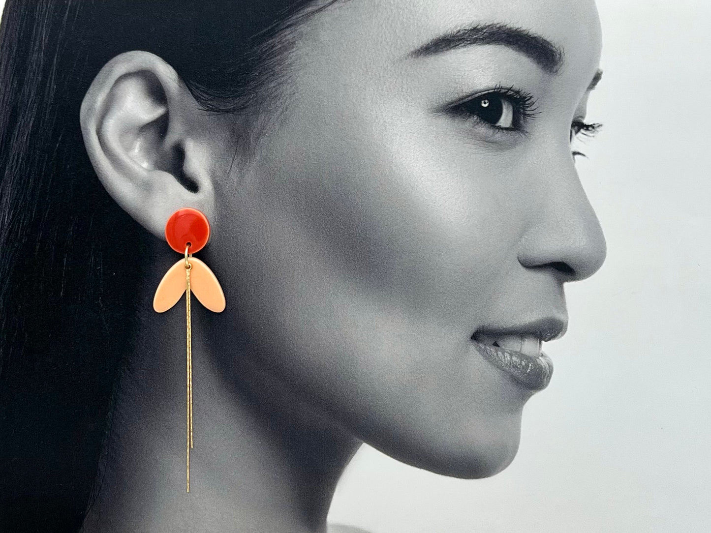 Boucles longues, rouge orangé et abricot