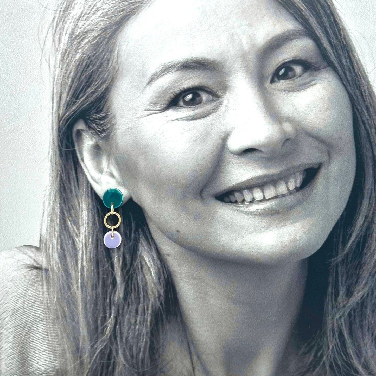 Boucles Satellite, lavande, bleu cobalt et vert-bleu
